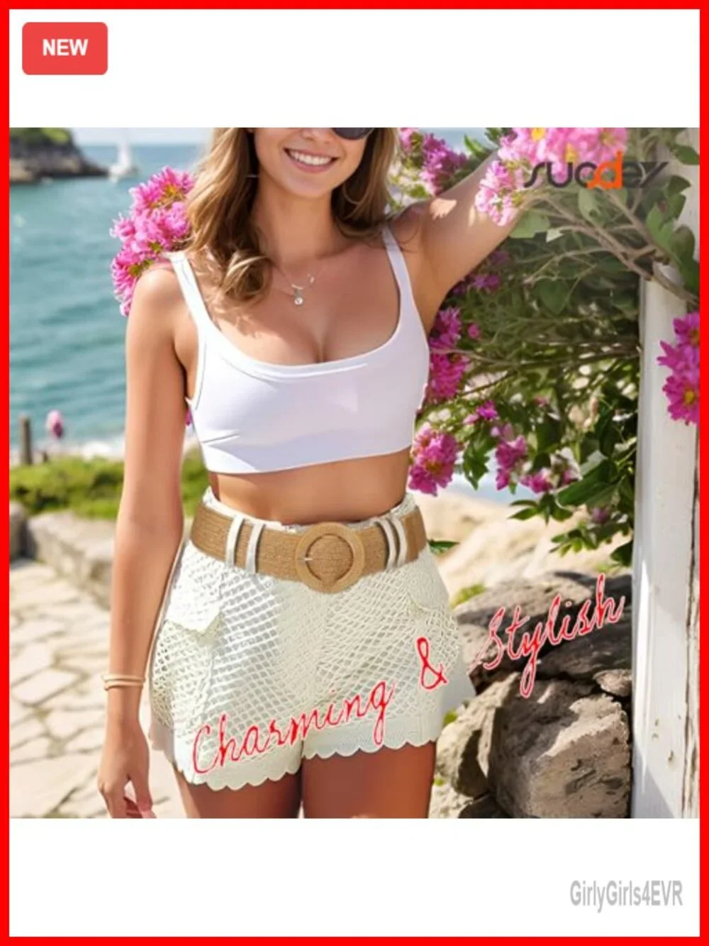 Wide Boho Braided Elastic Straw Belt with Round Buckle